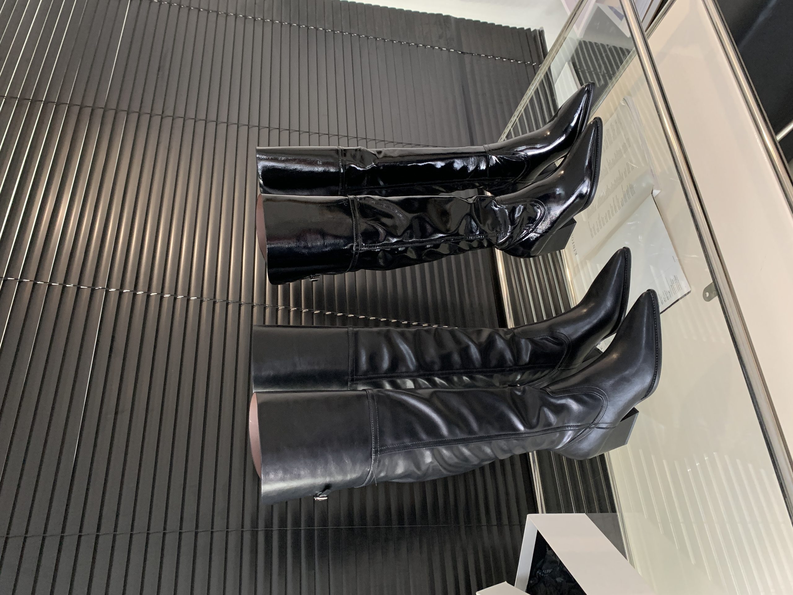 BUBUFLY Women's Western Cowboy Over Knee High Boots Patent Leather Pointed Toe Chunky Heel Fall Winter Slim Fit - Image 4
