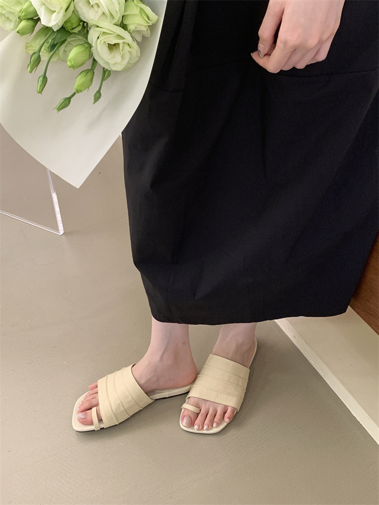 Women's Summer Open Toe Slippers 2025 Linen Canvas Beach Sandals French Folded Soft Sole - Image 4