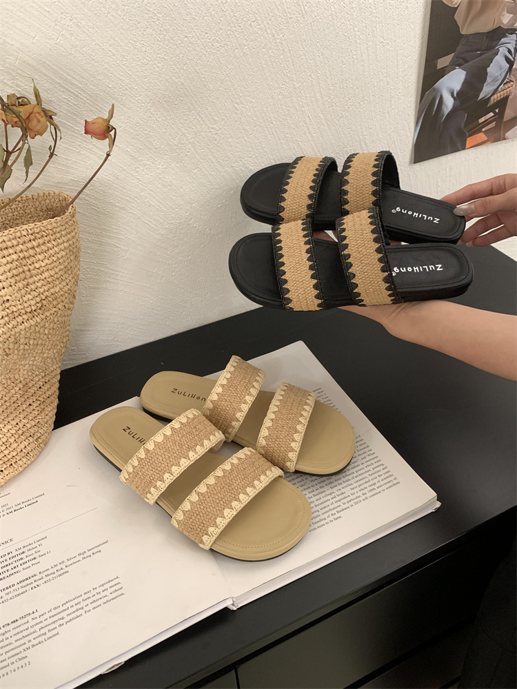 Niche Vacation Evening Waves Bohemian Outdoor Slippers Women's Shoes 2025 Summer Dress Matching Temperament Cool Slippers Sandals